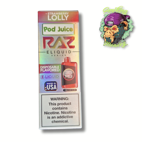 POD JUICE Raz Eliquid  Strawberry Lolly Series 35mg